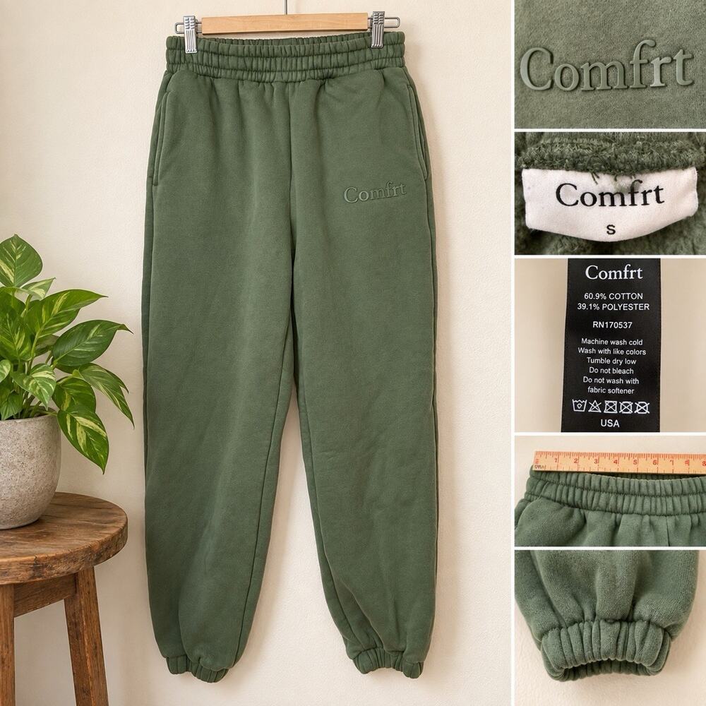 Comfrt Size S Green Fleece Sweatpants Joggers Minimalist Lounge pants